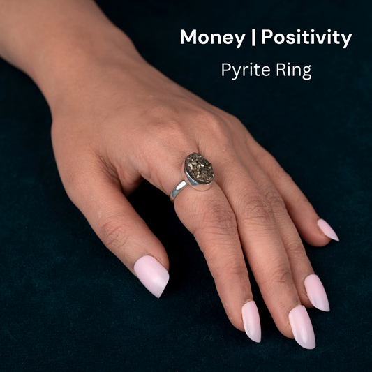 Pyrite Pure Silver Ring Adjustable