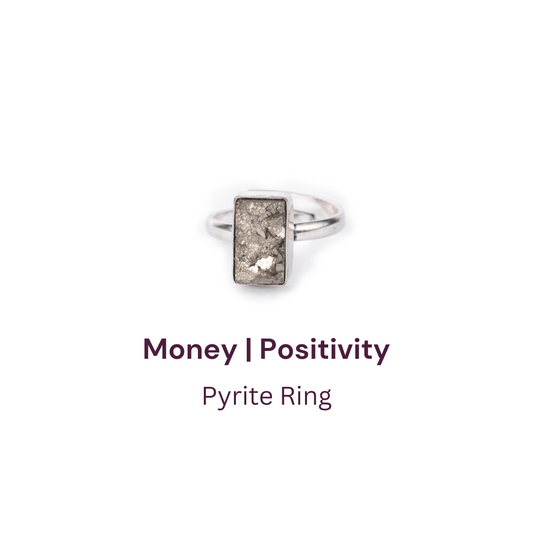 Pyrite Ring Original Natural Rectangle Plain Adjustable