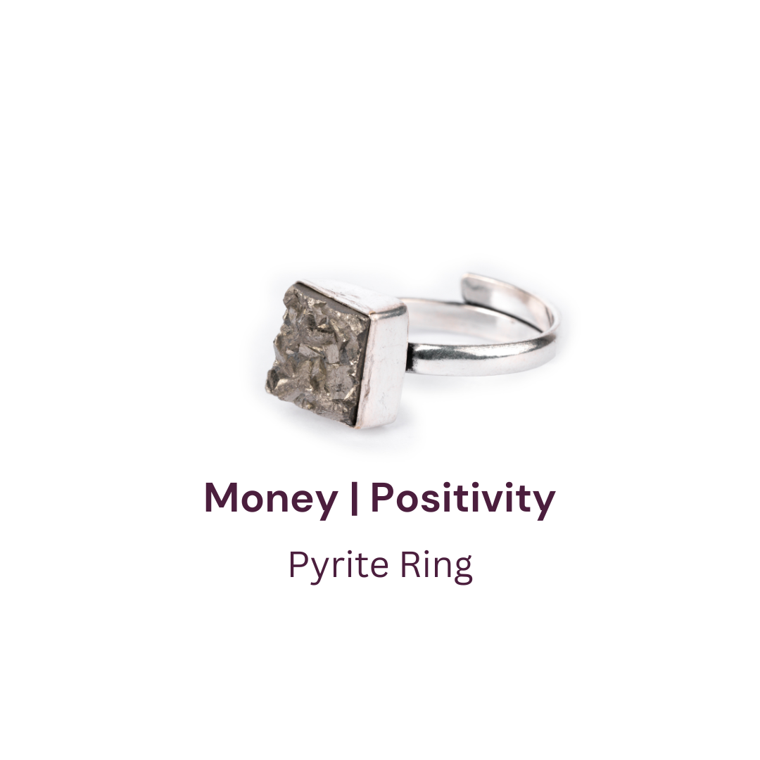 Pyrite Ring Natural Square Plain Adjustable