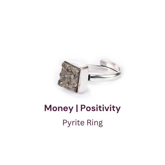 Pyrite Ring Natural Square Plain Adjustable