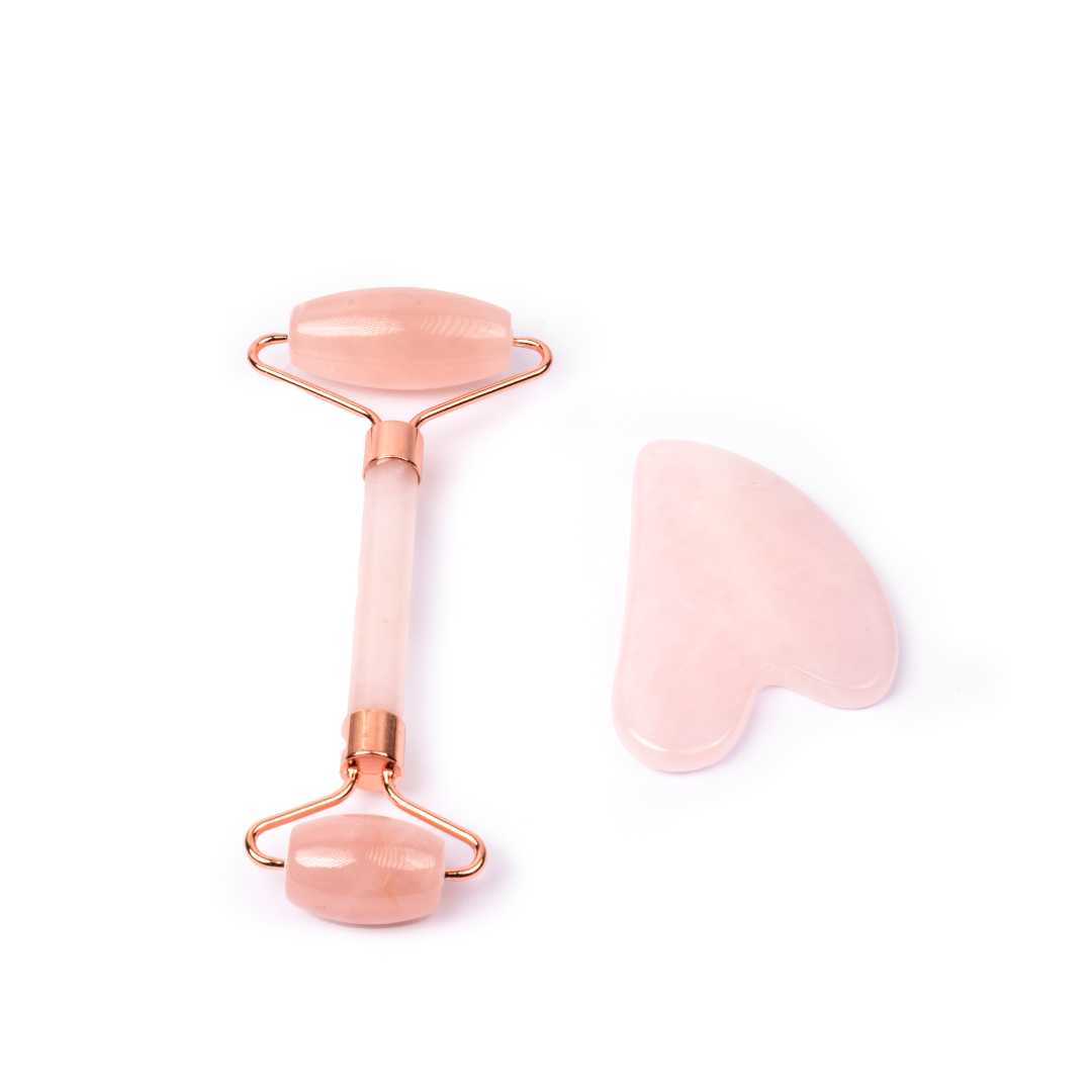 Rose Quartz Guasha Roller Set