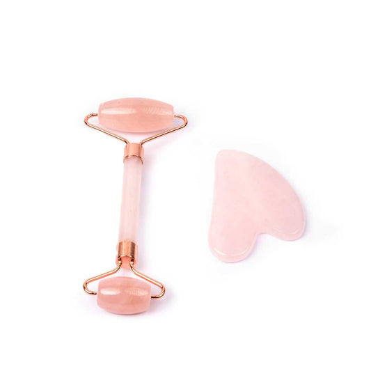 Rose Quartz Guasha Roller Set
