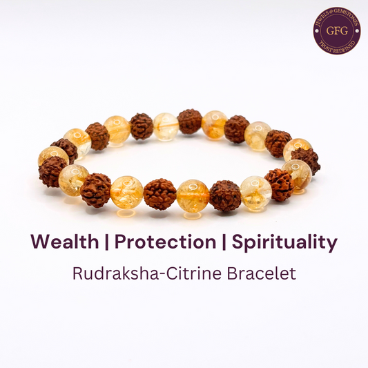 Wealth, Protection & Spirituality - Rudraksha Citrine Bracelet - Mahakumbh Special