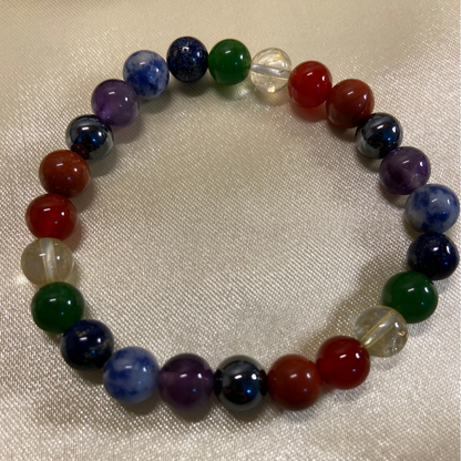 Overall Wellbeing- Seven Chakra Bracelet - 8mm