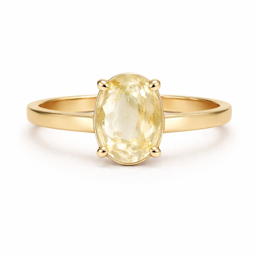 Natural Yellow Sapphire Pukhraj Certified 22KT Gold Ring (D1) (Srilankan Stone)