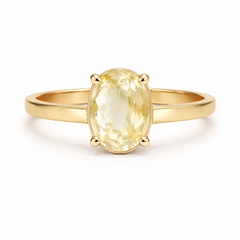 Natural Yellow Sapphire Pukhraj Certified 22KT Gold Ring (D1) (Srilankan Stone)