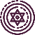 Purple Star of David symbol inside a circular design on a white background
