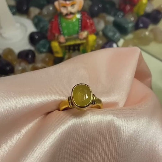 5 Carat Natural Srilankan Yellow Sapphire Pukhraj Panchdhatu Ring