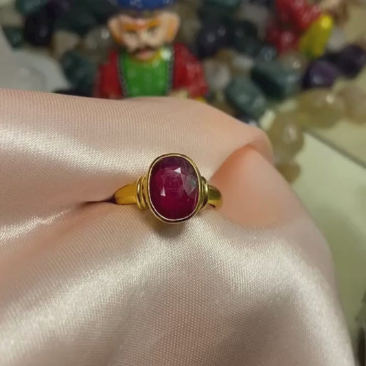 5 Carat Ruby Manik Panchdhatu Ring Lab Certified